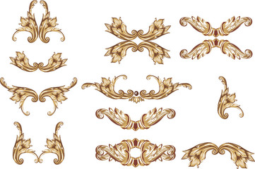 brown floral elements for design