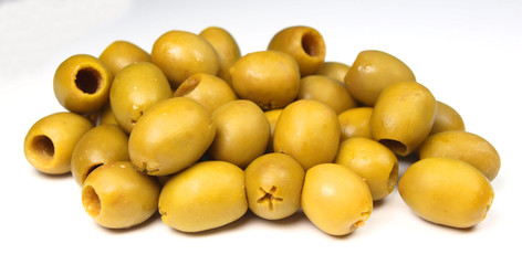Olives on white background