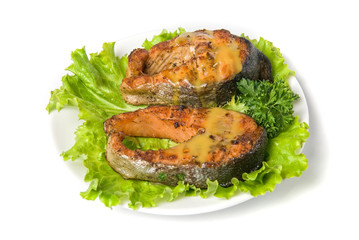 Tasty hunchback salmon fish