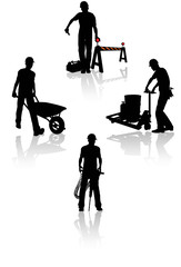 Hight quality construction workers silhouettes