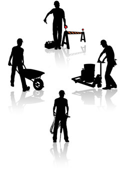 Hight quality construction workers silhouettes