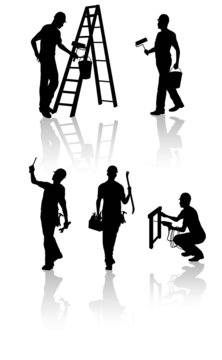 Hight quality construction workers silhouettes