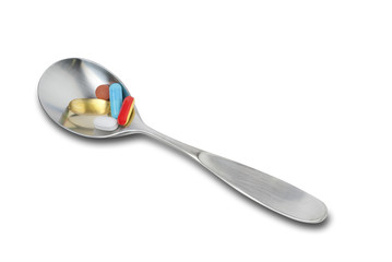 Spoon pills with clipping path