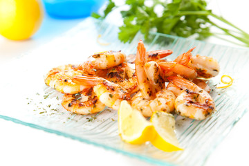 tasty grilled prawn salad
