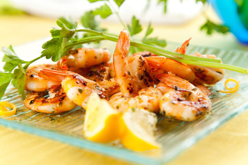 tasty grilled prawn salad
