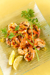 tasty grilled prawn salad