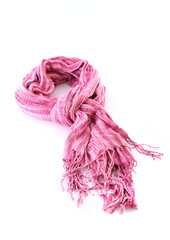 Pink female scarf isolated on white background