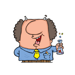 Mad scientist presents his new elixir - elixir of gifts