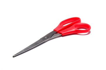 Scissors with red handles