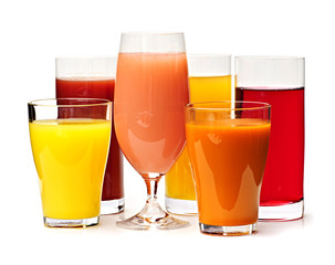 Glasses of various juices