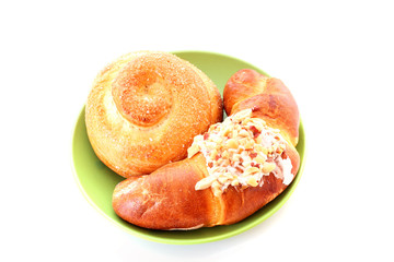Buns on the plate on white