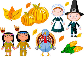 Obraz na płótnie Canvas Thanksgiving icon set