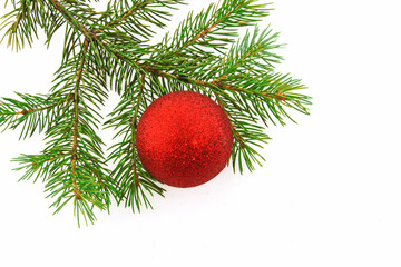 Obraz na płótnie Canvas Christmas -tree with red sphere