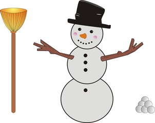 Schneeman mit Besen