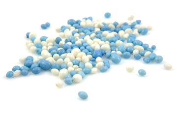 blue and white mice sprinkles over white background