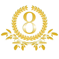 8-Lorbeerkranz mit Eichenblatt Dekor