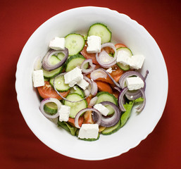 Fresh Greek salad with olive oil