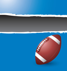 Football on blue ripped banner