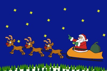 Weihnachtsmann mit Rentierschlitten