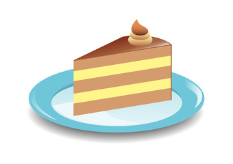Cake on the blue plate