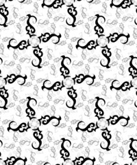 Seamless black ornament vector pattern