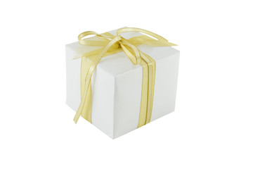 White gift box isolated on the white