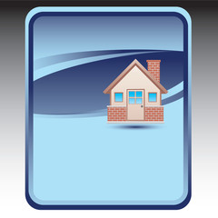 House on blue background