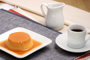 flan and coffee