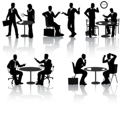 High quality business people silhouettes in different situations