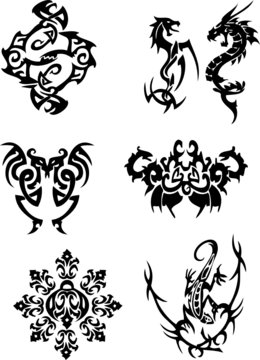 Abstract vector signs, symbols, tattoo