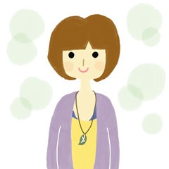 カジュアルな女の子上半身