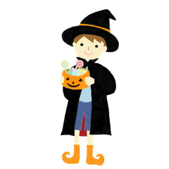 ハロウィンの仮装をした男の子