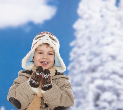 Happy kid at winter