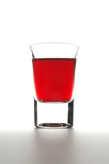 Glass with a red liquid