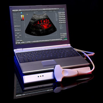 Ultrasound devices on a black background