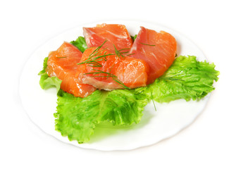 Fillet of  salty salmon   with greens