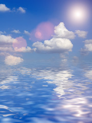 beautiful clouds above ocean background