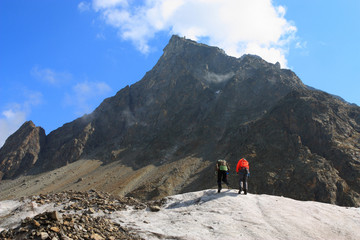 climbers on a glacier