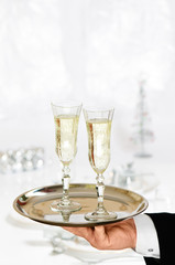 Serving Christmas Champagne