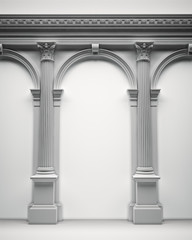 Classical portal with corinthian columns and arcades