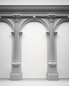 Classical portal with corinthian columns and arcades