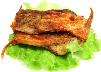 Roasted fresh bream on a plate