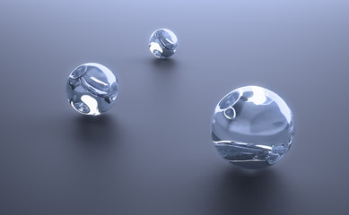 Three glass spheres - an abstract background illustration