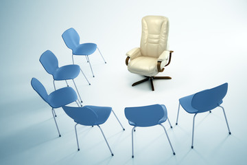 Empry chairs in an interior - Leadership concept illustration