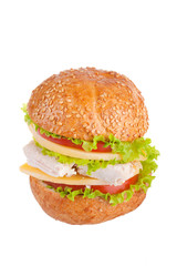 Sandwich with the chicken, cheese and vegetables. áóòåðáðîä ñ êó