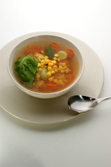 vegetable soup with organic celery and corn