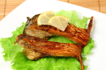 Roasted fresh bream on a plate