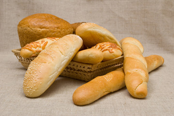 assortment of baked bread