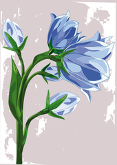 dark blue wood flower a hand bell