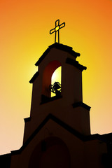 Silhouette of Mission Style Church